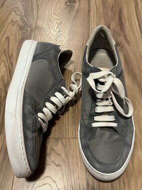 Brunello Cucinelli Men’s Classic Grey Leather-trimmed Suede and Ripstop Sneakers